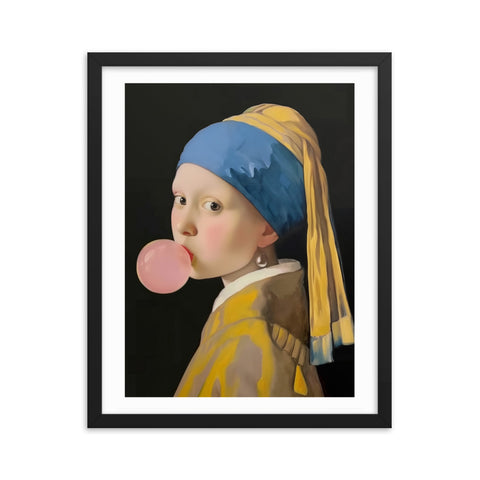 Girl with Bubblegum - Framed Print