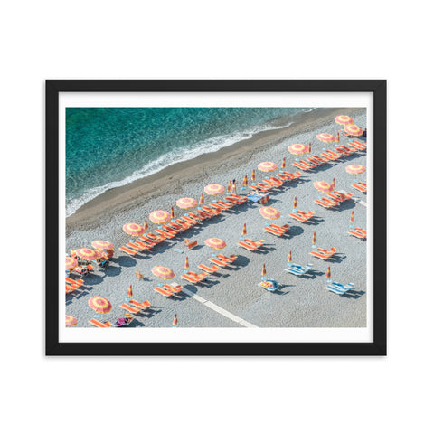 Beach and Umbrellas - Framed Print