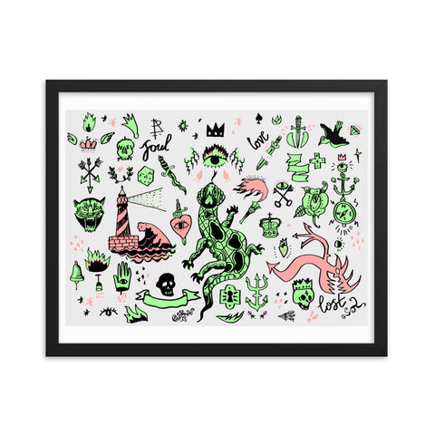 Lizards and Pirates - Framed Print