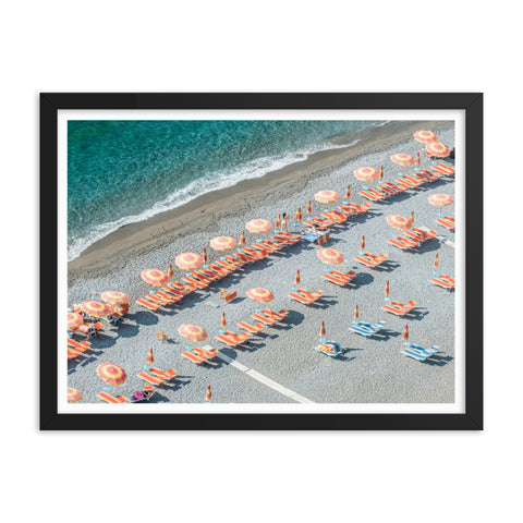 Beach and Umbrellas - Framed Print