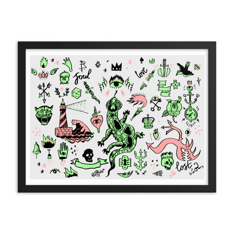 Lizards and Pirates - Framed Print