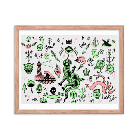 Lizards and Pirates - Framed Print