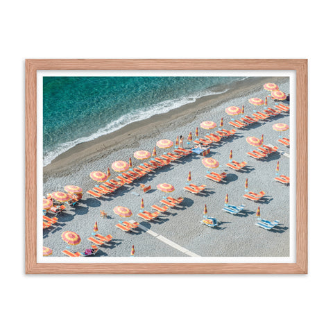 Beach and Umbrellas - Framed Print