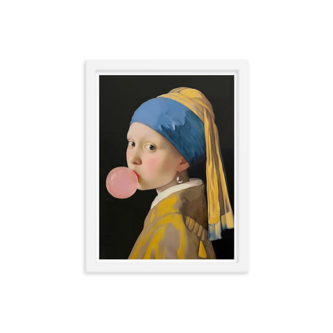 Girl with Bubblegum - Framed Print