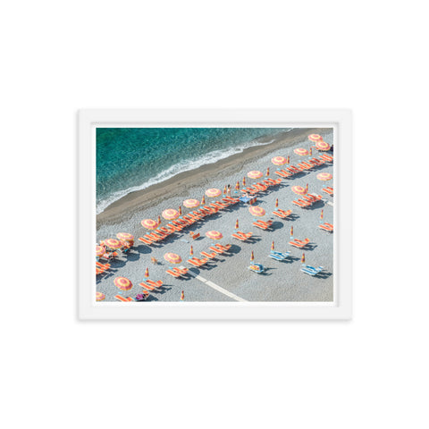 Beach and Umbrellas - Framed Print