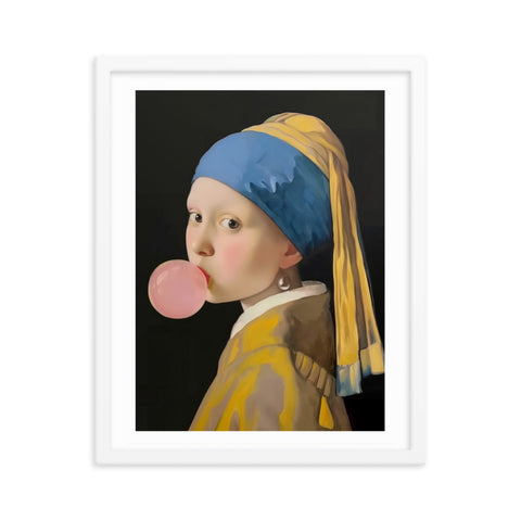 Girl with Bubblegum - Framed Print