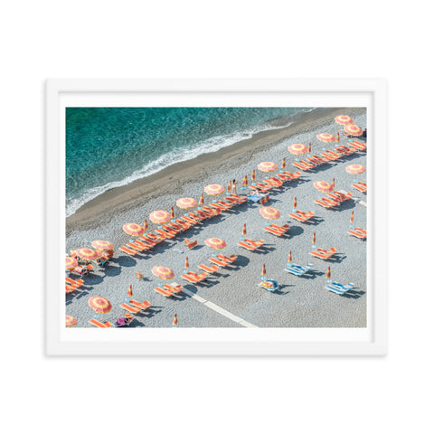 Beach and Umbrellas - Framed Print