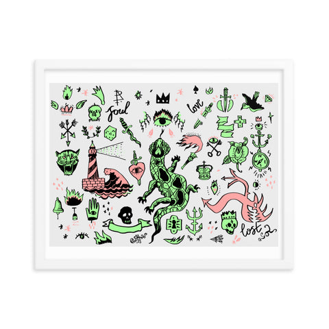 Lizards and Pirates - Framed Print