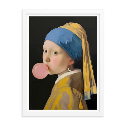 Girl with Bubblegum - Framed Print