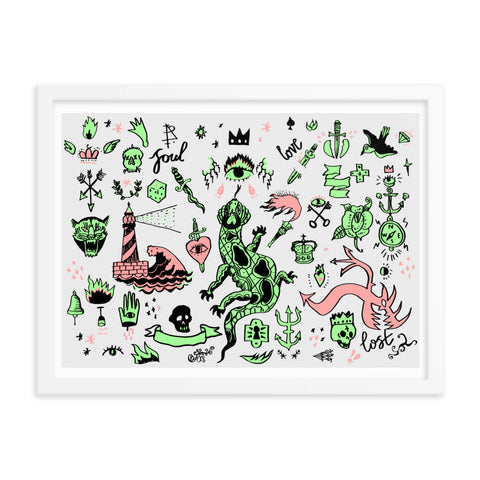 Lizards and Pirates - Framed Print