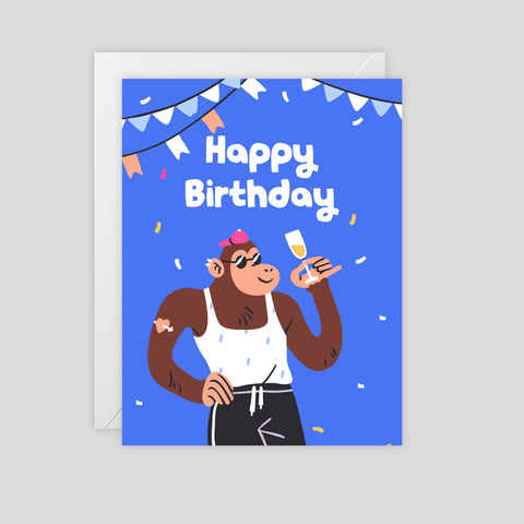 Happy Birthday (Cool Monkey) - Greeting Card