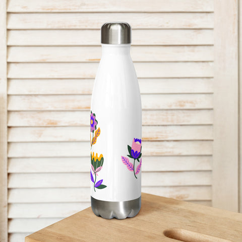 Three Flowers - Stainless Steel Water Bottle