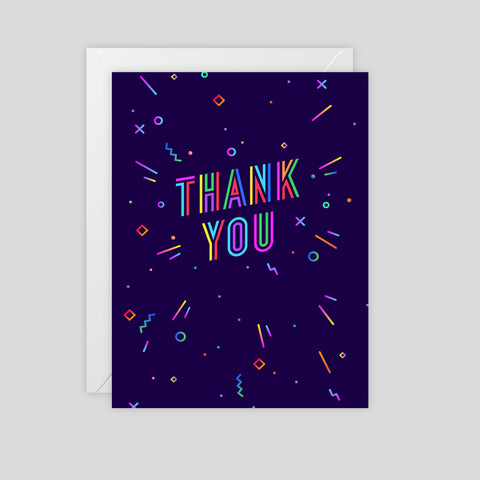 Thank you (Neon Fireworks) - Greeting Card